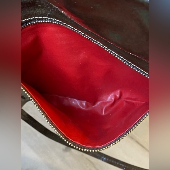 Vintage Mini Dooney & Bourke Envelope Fold Over Glossy Handbag, Brown/Olive - Picture 11 of 14